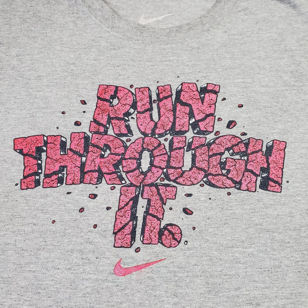 Nike Shirt Mens XL Gray Run Through It Graphic Tee Running Sports Motivational - Picture 4 of 9